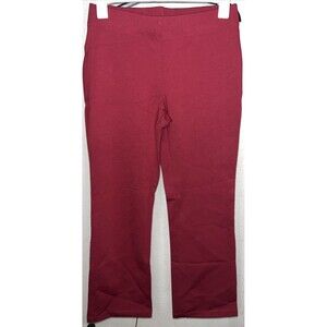 Slimming Options High Rise Straight Leggings Stretch Pants Women Sz L Maroon